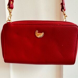 Buxton 1898 Red Crossbody Bag Nordic Duck with gold accents